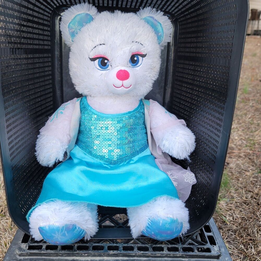 Build A Bear BAB Disney Frozen Elsa Stuffed Plush Bear 17” With Sparkle Dress